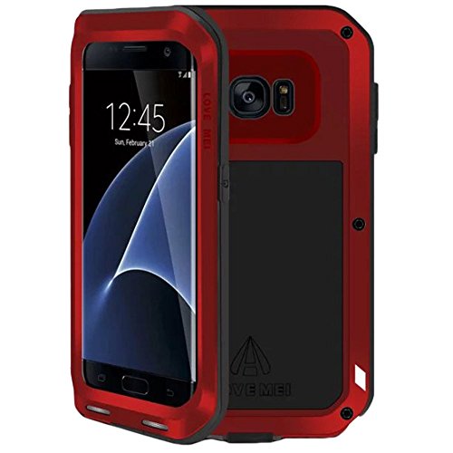 FULLLIGHT TECH - Carcasa para Samsung Galaxy S7 Edge, de metal, potente a prueba de golpes, rígida, de aluminio, metal silicona, Red-Samsung Galaxy S7 Edge, Samsung Galaxy S7 Edge