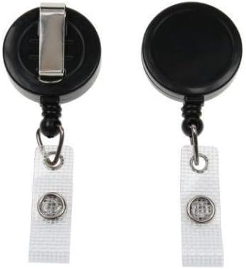 Black Medium Duty Retractable Badge Reel - Ski Pass/Door Pass Holder YoYo (10)