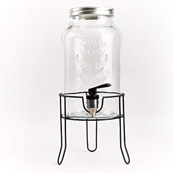 Getränkespender Glas 10kg Mit Zapfhahn - Wasserspender Mit Holzständer Für Partys