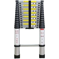 WolfWise Échelle télescopique de 4,7M, échelle télescopique élevée d'échelle de loft de but télescopique, 330 livres/150 kilogrammes noir