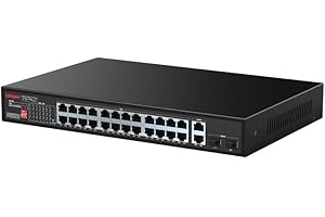 Labgear 24 Port Gigabit PoE Network Switch, 300m Range Unmanaged High-Speed Ethernet Splitter Hub with Extended Range, Desktop or Wall Mounted, Durable Metal Housing