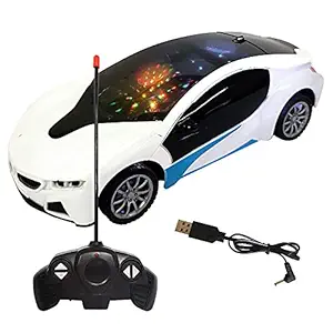 CADDLE & TOESRemote Control Chargeable 3D Famous Car with Flashing Light, Radio Control Race car for Kids for 3 -12 Year Old Boy Birthday (White)