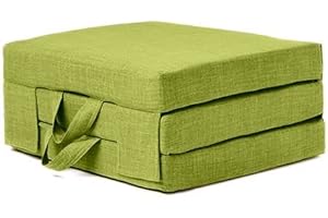 Fun!ture Single Foldable Z Bed Mattress | Indoor Portable Folding Sofa Bed | For Living Room & Bedroom | Great For Sleepover & Guests | Soft & Comfy Futon Set With Carry Handles (Lime)