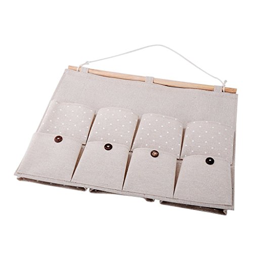 KAMIERFA Leinentuch 13 Taschen Wand Tuer Schrank Haengen Aufbewahrungstasche Weiss Tropfen - 2