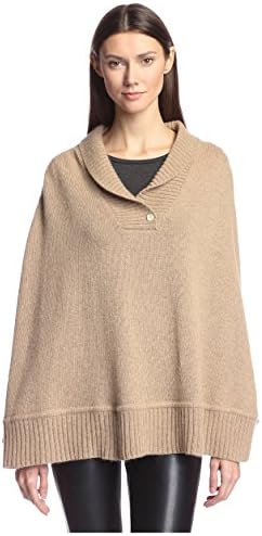 Portolano Women's Poncho with Button, Taupe Heather
