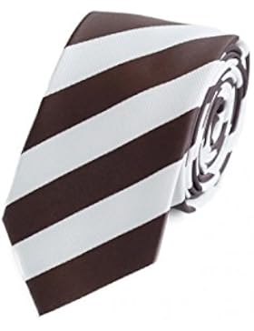 Krawatte schmal weiß braun gestreift von Fabio Farini