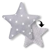 Amilian Kissen Stern Sternchen Grau Dekokissen Kuschlig Flauschig ca. 28 cm - 3