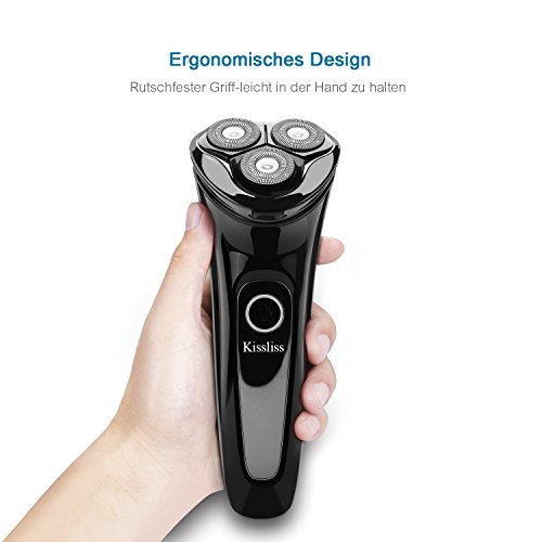 Kissliss Nass- & Trockenrasierer Wasserdichter Rotationsrasierer Elektrischer Rasierer für Männer, (USB Aufladen) - 3