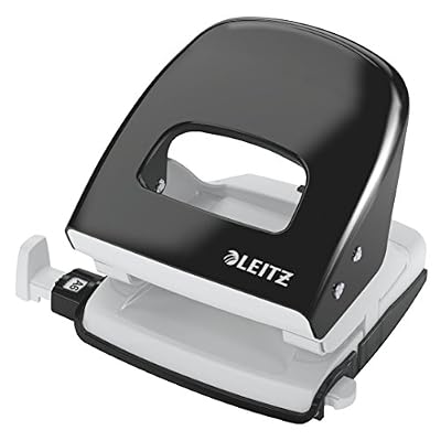 Esselte Leitz Perforateur, 30 feuilles, Réglette de guidage avec marquages des formats, Métal, Noir, NeXXt, 50080095