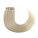 Lina Silky Soft Human Hair Women Clip In Straight Extensions Hairs #60 Light Blonde