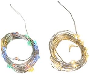 Set of 2 Twinkle Fairy Micro Lights Strands With 20 LEDs,Timer Battery operated Waterproof Portable For Easter, Garden, Home, Wedding, Party, Christmas Decoration(Warm White &amp; Multi Colour)