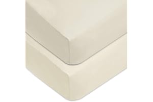 Dudu N Girlie Fitted Sheet Travel Cot Mattress Sheets 95 x 65 - Travel Cot Fitted Sheet 1 Pack Hypoallergenic Baby Cot Sheets Bedding Elasticated Breathable Easy Care (Single Pack, Cream)