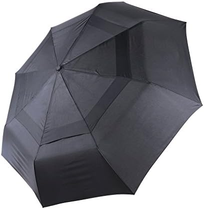 Travel Umbrella Auto Open/ Close Folding Windproof Sturdy and Portable for Men and Women, Black (Black)