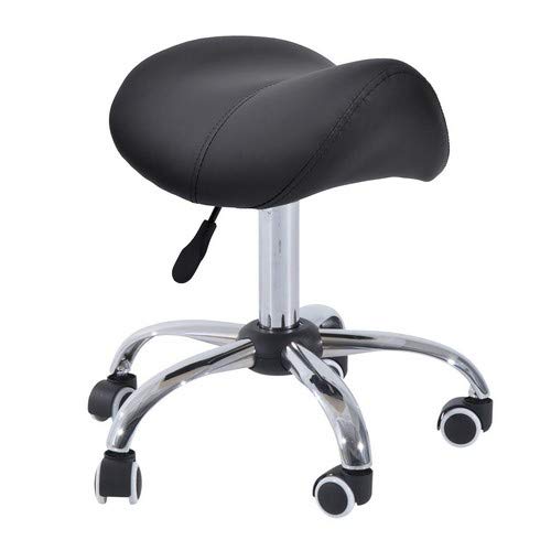 Silla Trabajo Taburete Ruedas Giratorias Taburete Cosmetica Dentista Peluqueria Color Negro