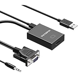 VicTsing Conversor VGA a HDMI, Adaptador vga hdmi convertidor Cable con Audio y USB para TV, portátil,Smart TV Box Portátil, Resolución de 720P/1080P (VGA a HDMI)