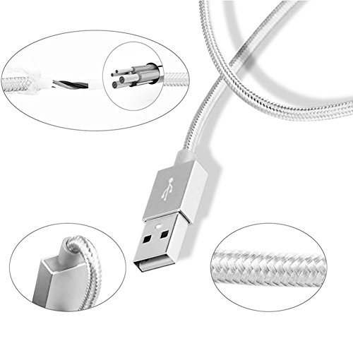 Lightning Kabel Pasway iPhone Ladekabel 3 Pack (1M, 2M, 3M) Nylon Geflochtenes USB Kabel mit Lightning Connector für iPhone 6/6 Plus/6S, iPad Air 2, iPad Pro und mehr Silber - 5