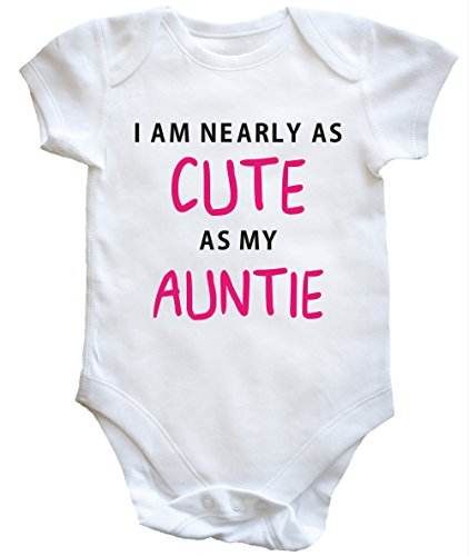 HippoWarehouse I Am Nearly As Cute As My Auntie (Pink) baby vest boys girls