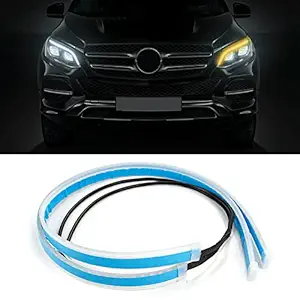 FABTEC 60 cm Flexible White Daytime Running Light for Cars & Bikes with Matrix Yellow Indicator with Turn Sequential Flow (60 cm, Set of 2 Pieces)