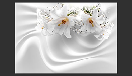 FOTOTAPETE 300×210 cm – VLIES TAPETE PREMIUM – PROFI QUALITÄT – Top moderne Wanddeko – Wandbilder XXL – Riesen Wandbild – Top Design Tapete – Neue exklusive Edition mit noch besser Druckauflösung – Deutsches Premium Vlies – Blumen Abstrakt weiß Lilien b-C-0158-a-a - 2