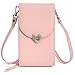Produktbild Suney Handytasche, Niedlich 5,8 Zoll Leichte PU Leder Kleine Umhängetaschen Handytasche Brieftasche Outdoor Mini Telefon Umhängetasche mit verstellbarem Schultergurt Für Frauen Mädchen - Pink