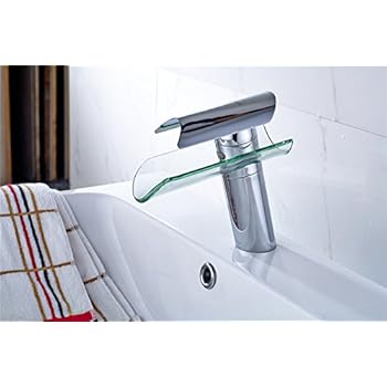 SAILUN Wasserfall Armatur Wasserhahn Glas Spüle Waschbeckenarmatur für