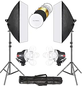 Eloies Simpex PRO HD LED 5 Photo & Video Studio Light Softbox, Continuous Lights | YouTube Shooting,Film Making, Videography, Portrait, Product Photography | (Pack of 2 Lights), with 43inch Reflector