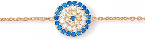 Sterling Silver 925 Classic Medium Size Round Eye Bracelet in Silver // Yellow Gold // Rose Gold - Bridesmaid Gift Idea by Lucky Eyes ® (Rose Gold, 18ct Gold Plated Silver)