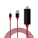 Produktbild QYLJX iPhone Bildschirm zu TV Kabel HDMI 1080p IOS Adapter USB Ladegerät Konverter, Unterstützt für iPhones und iPads, Plug Play, Länge 2M (Rot)