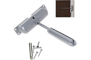 TOPHOMER Vogueing Tool Automatic Door Closers Heavy Duty Adjustable Spring Loaded Door Closer Surface Auto Mounted Hydraulic Fire Door Closer,Grey