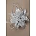 Ladies Silver Grey Wedding Fabric Flower and Feather Fascinator on Clear Comb