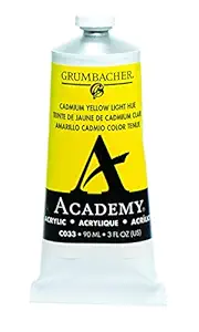 Grumbacher Academy Acrylic Paint 90ml 3 oz Metal Tube Cadmium Yellow Light Hue