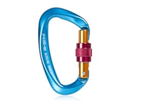 Feloyal Moschettone da arrampicata, 25 KN, a forma di D, con porta a vite, per campeggio, amaca, altalena, pesca, bottiglia d'acqua, portachiavi, guinzaglio