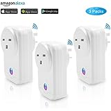 Wifi Smart Plug – PHIFO 3 Packs Smart Socket of Timer Switch Power, Voice Control and Smart Control, Compatible With Amazon Alexa/Google Assistant/Google Home, Control Devices from Anywhere (UK Plug)
