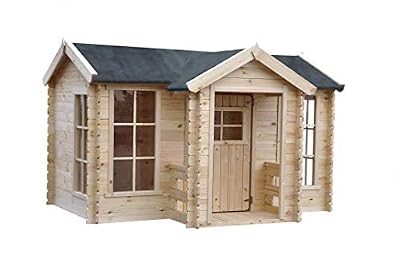 TIMBELA M520 Maisonnette en Bois avec terrasse - Maison de Jardin pour l'exterieur - emboîtée ép. 19 mm