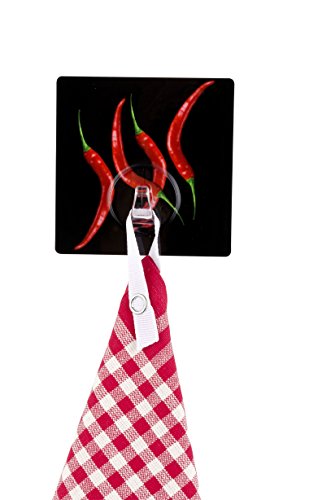 WENKO 4369500100 Static-Loc Wandhaken Uno Hot Peperoni – Befestigen ohne bohren, Kunststoff, Mehrfarbig - 2