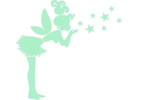NACNIC Pegatinas de pared BRILLAN EN LA OSCURIDAD. Vinilo decorativo de CAMPANILLA PETER PAN. Pegatinas FLUORESCENTES. Láminas luminosas Decoración Habitación, niño, niña, infantil y bebé.