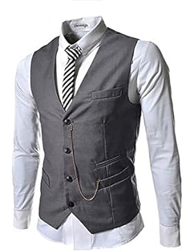 Herren 4 Knopf Anzugweste mit Schlaufe und V-Ausschnitt Hochzeit Smoking