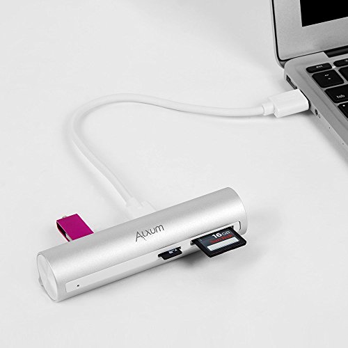 alxum Aluminium USB 3.1 Gen. 1 Typ C/USB C bis USB 3.0 3-Port-Daten Hub mit SD, Micro SD, TF Kartenleser für neue MacBook, Chromebook Pixel, HP Pavilion X2, Asus Zen AIO und PC - 2