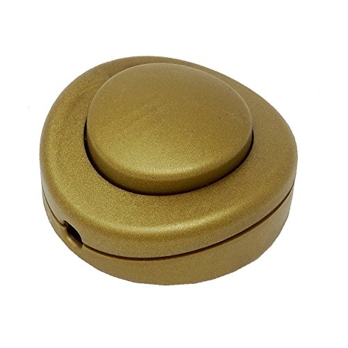 Interruttore a pedale, colore oro opaco, per cavo rotondo, 250 V, 2 A, interruttore intermedio da cavo per linee di alimentazione e cavi di collegamento, 65 mm x 30 mm (diametro x altezza)