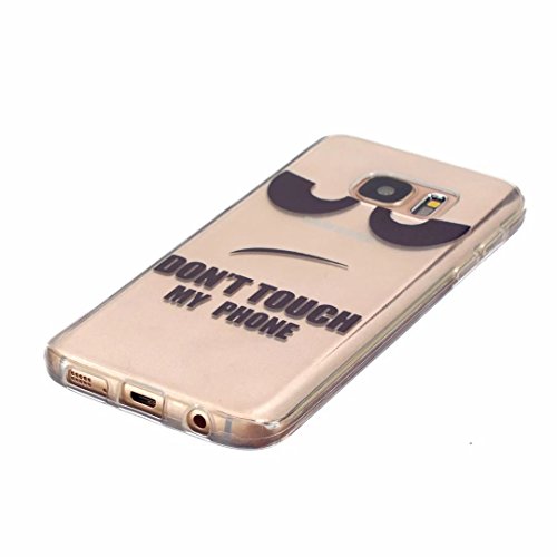 MUTOUREN für Samsung Galaxy S7 Transparent TPU Silikon Schutz Handy Hülle Case Cover [Kratzfeste, Scratch-Resistant] Hülle Schutzhülle Crystal Kirstall Durchsichtig Fall-Abdeckung Etui TPU Bumper Schale – Don’t Touch My Phone - 2