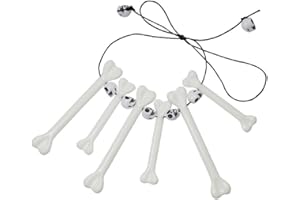 PEIQICHU Halloween Bone Necklace Skull Beads Choker Carnival Caveman Theme Party Chain Costume Supplies Aborigines Savage Fancy Dress Cosplay Decoration