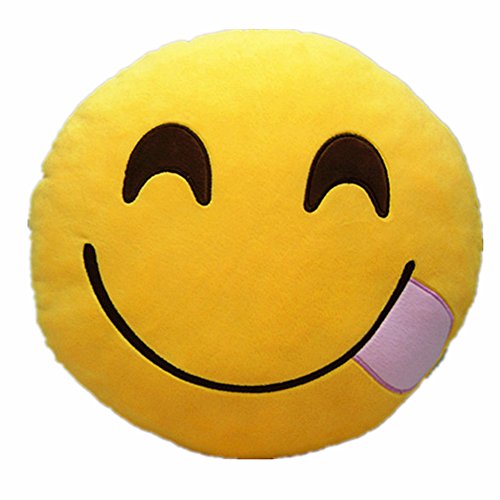 LI&HI Emoji Lachen Emoticon Kissen Polster Dekokissen Stuhlkissen Sitzkissen Rund(Hunger)
