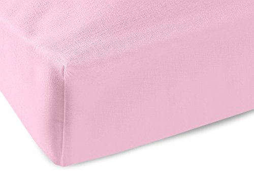 Gewebtes Eck-Spannbettlaken in 11 frischen Pastell-Farben und in 4 verschiedenen Größen erhältlich, 100% Baumwolle, 180 x 200 cm, rosa - 3