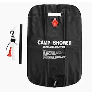 EVER MALL 20Lt Camping Portable Outdoor Shower Bag with Heating PVC Water Bag 5 Gallons Solar Energy Heated Shower Bag