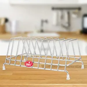 Unify Stainless Steel Plate Rack, Kitchen Rack, Plates Stand in Kitchen, Plate Holder, Utensil Rack for Kitchen, Plate Stand for Kitchen Cabinet, Chrome, Silver (Plate Stand- 10 Sections)