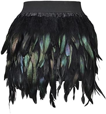 Choies Women's Black Stylish Feather Elastic Waist Mini Skirt S