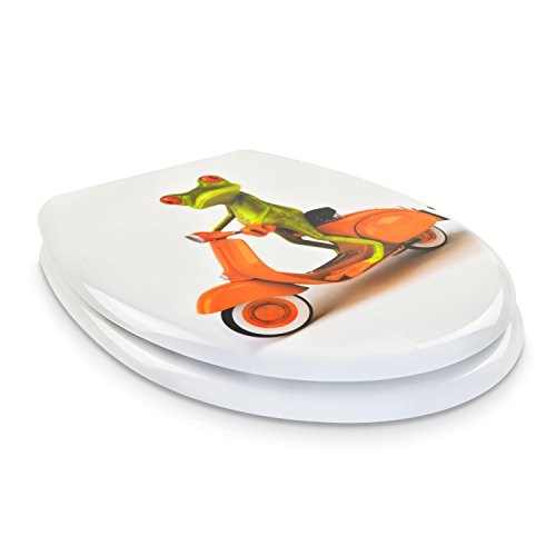 VENKON – Premium WC Sitz mit Absenkautomatik – Modell „Biker Frosch“ – Toilettendeckel aus Duroplast (antibakteriell) inkl. Montagesatz (rostfreie Scharniere) - 7