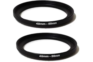 KOMET - Anello step-up da 49 mm a 55 mm (obiettivo da 49 mm a filtro da 55 mm), accessorio per convertitore obiettivo obiettivo per fotocamera (2 pezzi)