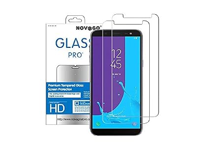 Novago Galaxy J6 2018 J600 Pack DE 2 Films Protection Écran Verre trempé Résistant et Transparent, Films Plus Petits Que l'écran Compatible avec Samsung J6 2018
