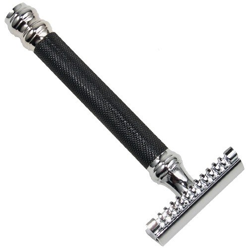 Parker 26C Three Piece Black Open Comb Double Edge Safety Razor